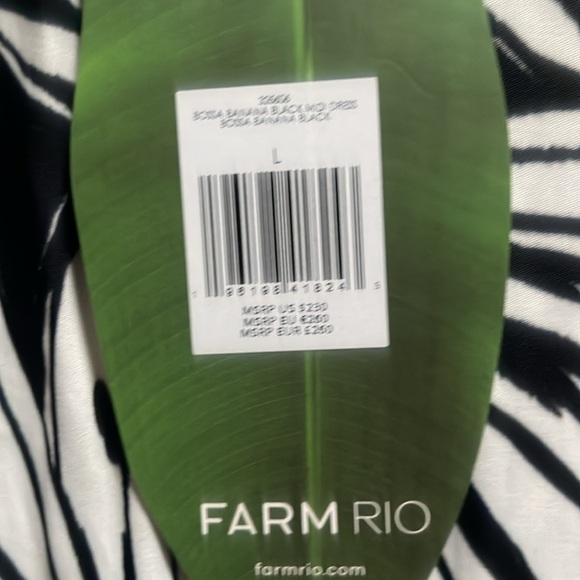FARM RIO ‼️‼️ Black Bossa Banana Viscose Midi Dress - Picture 6 of 8